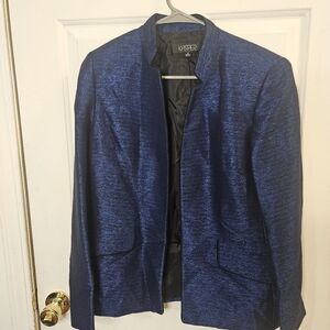 Kasper Women's Collarless Blazer Long Sleeve Size 8, Blue